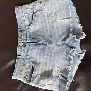 Fashion Nova Light Blue Frayed Jean Shorts